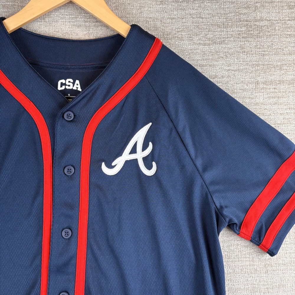 Atlanta Braves Adult L Navy Blue Baseball Jersey MLB CSA Sporty GameDay